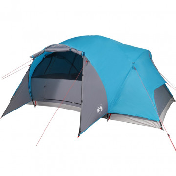 Cort de camping 8 persoane albastru, 360x430x195 cm, tafta 190T - Img 4