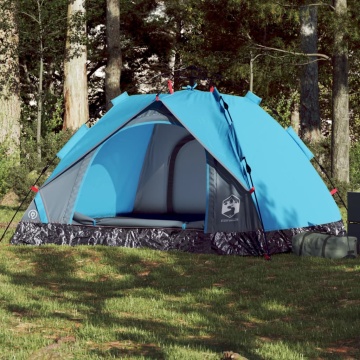 Cort de camping cupolă 3 persoane, setare rapidă, albastru - Img 1