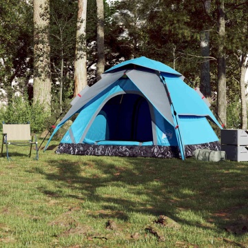 Cort de camping cupolă 5 persoane, setare rapidă, albastru - Img 3