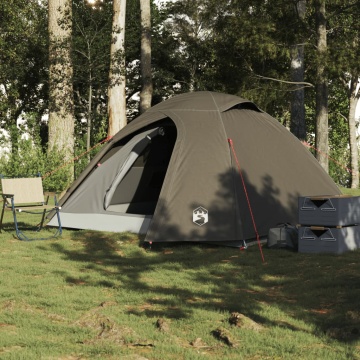 Cort de camping cupolă pentru 3 persoane, maro, impermeabil - Img 3