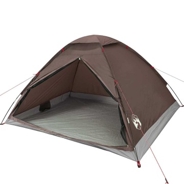 Cort de camping cupolă pentru 4 persoane, maro, impermeabil - Img 4