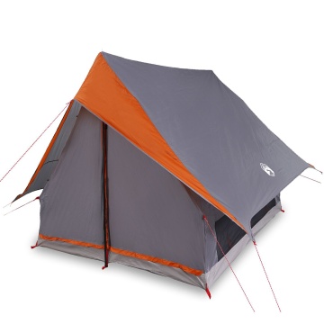 Cort de camping în formă de A pentru 3 persoane, impermeabil, gri și portocaliu - Img 3