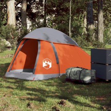 Cort de camping pentru 1 persoană, gri/portocaliu, impermeabil - Img 1