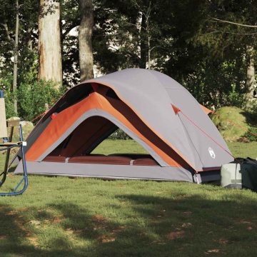 Cort de camping pentru 1 persoană, gri/portocaliu, impermeabil - Img 4