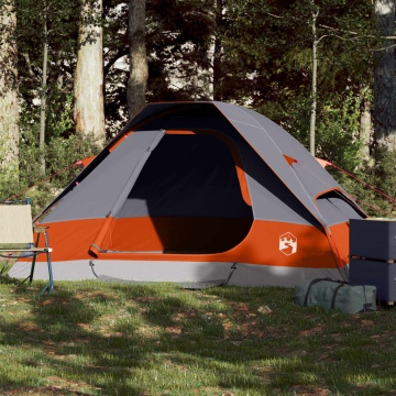 Cort de camping pentru 2 persoane, gri/portocaliu, impermeabil - Img 1