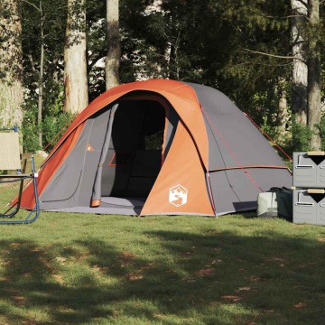 Cort de camping pentru 6 persoane, gri/portocaliu, impermeabil - Img 4