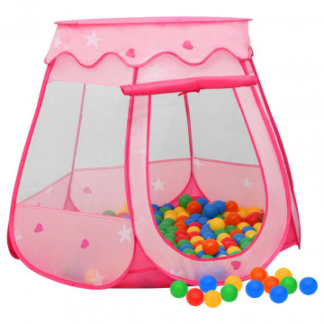 Cort de joacă pentru copii cu 250 bile, roz, 102x102x82 cm - Img 1