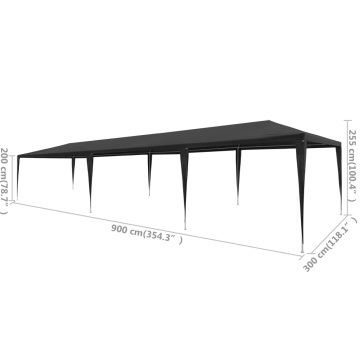 Cort de petrecere, antracit, 3 x 9 m, PE - Img 5