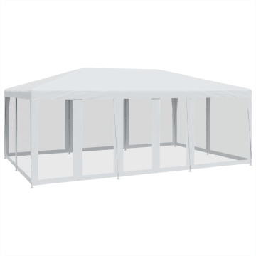 Cort de petrecere cu 10 pereți din plasă, alb, 6x4 m, HDPE - Img 2
