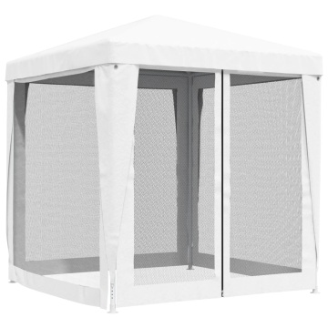 Cort de petrecere cu 4 pereți din plasă, alb, 2 x 2 m - Img 4