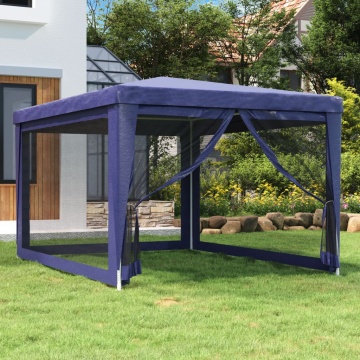 Cort de petrecere cu 4 pereți din plasă, albastru, 3x4 m, HDPE - Img 1