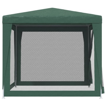 Cort de petrecere cu 4 pereți din plasă, verde, 2,5x2,5 m, HDPE - Img 4