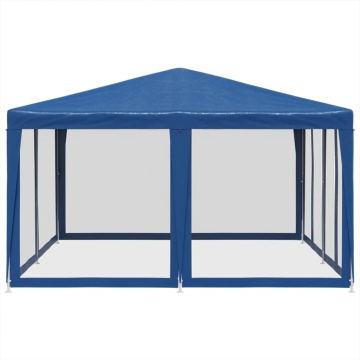 Cort de petrecere cu 8 pereți din plasă, albastru, 4x4 m HDPE - Img 4