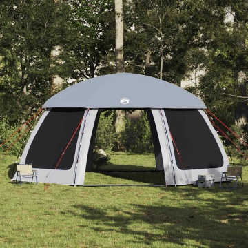 Cort de piscină cu pereți detașabili și plasă gri 612x612 cm - Img 4