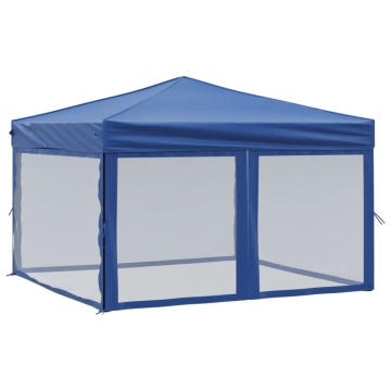 Cort pliabil pentru petrecere, pereți laterali, albastru, 3x3 m - Img 2