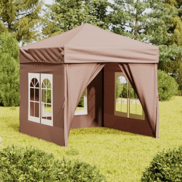 Cort pliabil pentru petrecere, pereți laterali, taupe, 2x2 m - Img 1