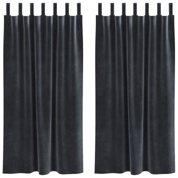 Cortine blackout cu bucle de agățare 2 pcs Gri închis Catifea - Img 2