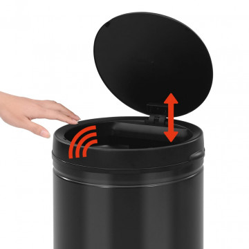 Coș de gunoi automat cu senzor, 70 L, negru, oțel carbon - Img 7