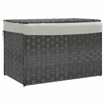 Coș de rufe cu capac, gri, 55,5x35x34 cm, poliratan - Img 2