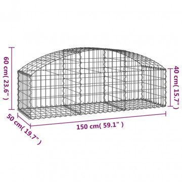 Coș gabion arcuit, 150x50x40/60 cm, fier galvanizat - Img 5