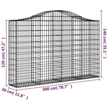 Coș gabion arcuit 200x30x120/140 cm fier galvanizat - Img 5