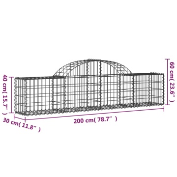 Coș gabion arcuit, 200x30x40/60 cm, fier galvanizat - Img 5