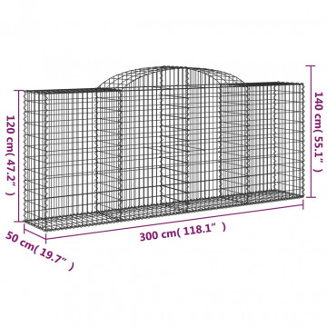 Coș gabion arcuit, 300x50x120/140 cm, fier galvanizat - Img 5