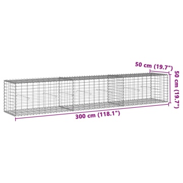 Coș gabion cu capac, 300x50x50 cm, fier galvanizat - Img 6