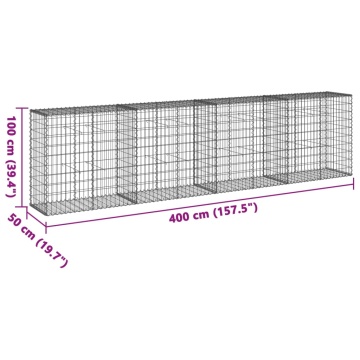 Coș gabion cu capac, 400x50x100 cm, fier galvanizat - Img 6