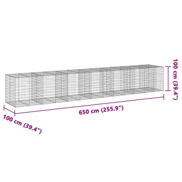 Coș gabion cu capac, 650x100x100 cm, fier galvanizat - Img 6