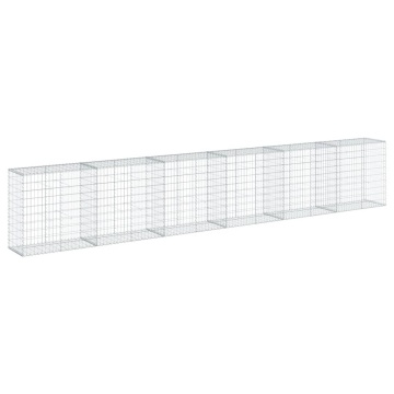 Coș gabion cu capac, argintiu, 600x50x100 cm, fier galvanizat - Img 7