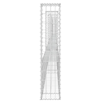 Coș gabion în formă de U cu 6 stâlpi, 620x20x100 cm, fier - Img 4