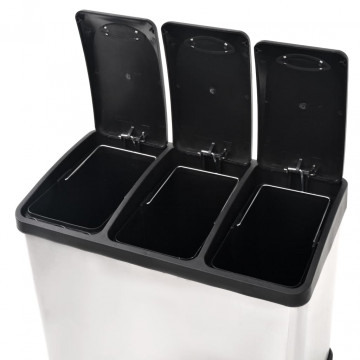 Coș gunoi cu pedale pentru reciclare, oțel inoxidabil, 24 L - Img 4