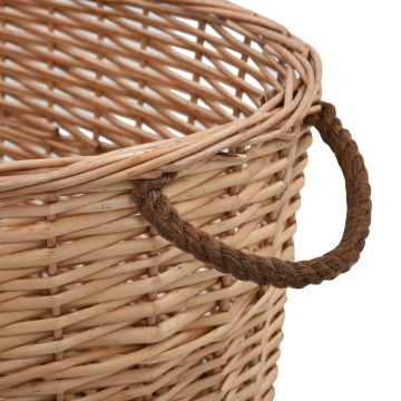 Coș lemne foc mânere de transport natural 56x40x28 cm salcie - Img 4