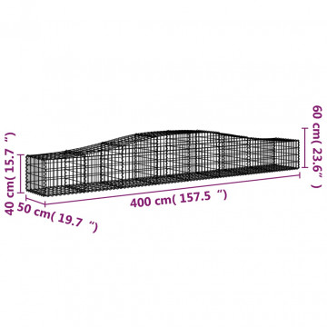 Coșuri gabion arcuite 4 buc, 400x50x40/60 cm, fier galvanizat - Img 5