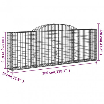 Coșuri gabion arcuite 5 buc, 300x30x100/120 cm fier galvanizat - Img 5