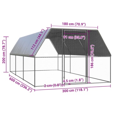 Coteț de păsări pentru exterior, 3x6x2 m, oțel zincat - Img 5
