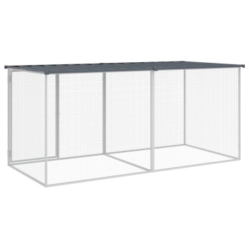 Coteț pui cu acoperiș, antracit, 203x98x90 cm, oțel galvanizat - Img 8