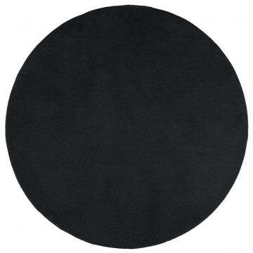 Covor „OVIEDO”, fire scurte, negru, Ø 100 cm - Img 2