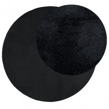 Covor „OVIEDO”, fire scurte, negru, Ø 80 cm - Img 3