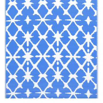 Covor de exterior, albastru și alb, 190x290 cm, PP - Img 4