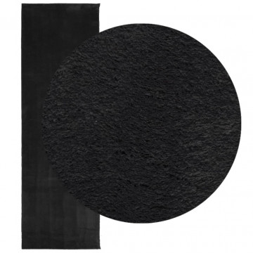 Covor HUARTE, fir scurt, moale și lavabil, negru, 80x250 cm - Img 3