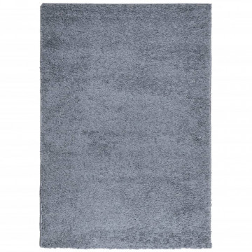 Covor pufos cu fire înalte, albastru modern, 120x170 cm - Img 2