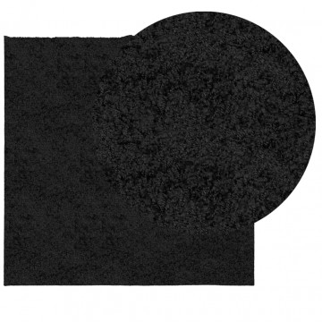 Covor pufos "PAMPLONA" cu fire înalte, negru modern, 240x240 cm - Img 3