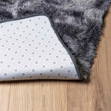 Covor shaggy cu pom înalt, NAVARRA, gri închis, 120x120 cm - Img 5