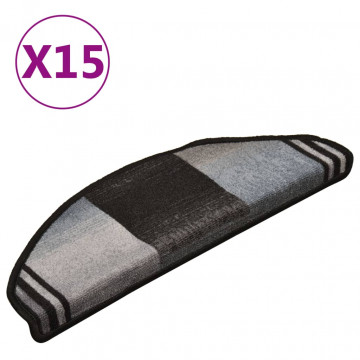 Covorașe scări autoadezive, 15 buc., negru și gri, 65x21x4 cm - Img 2