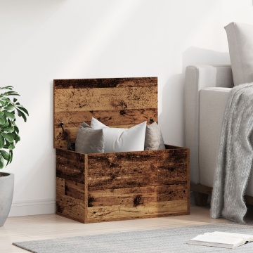 Cufăr de depozitare din lemn vechi 60x35x35 cm din lemn de inginerie - Img 1