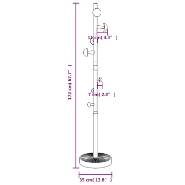 Cuier de haine, alb, 172 cm, fier vopsit electrostatic - Img 7