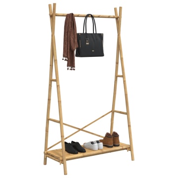 Cuier pentru haine cu raft, 102x50x190 cm, bambus - Img 4