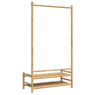 Cuier pentru haine cu rafturi, 103x40x183 cm, bambus - Img 6
